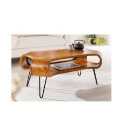Stolik kawowy SPIN RETRO 100 cm drewno sheesham
