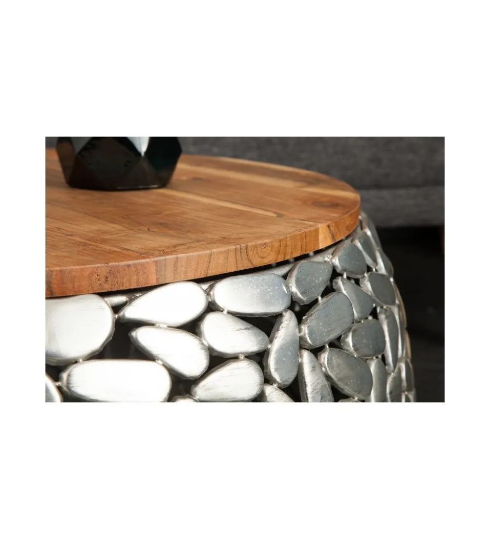 Stolik kawowy STONE MOSAIC set 2 drewno akacja
