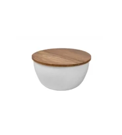 Stolik kawowy Storage Orient 60 cm Biały Z Blatem z drewna Mango