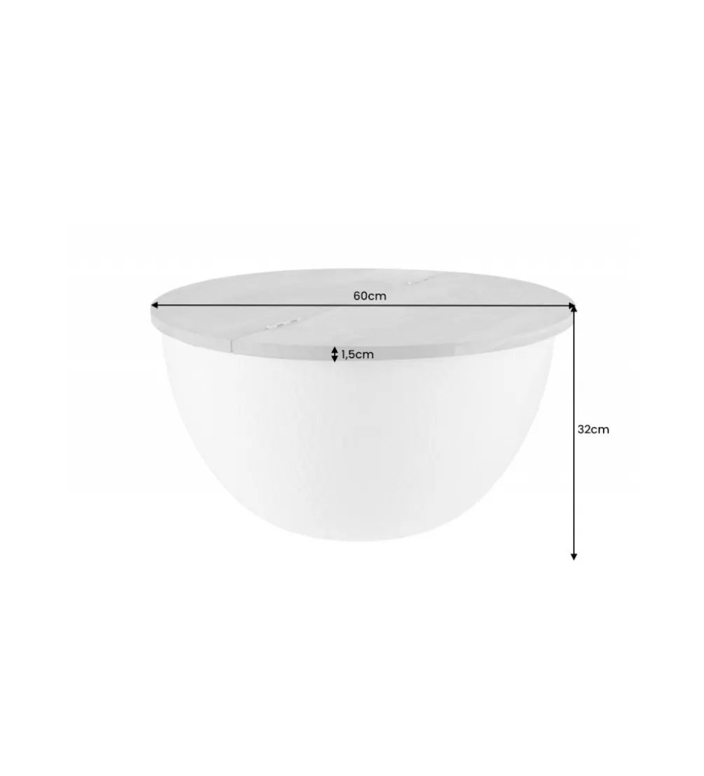 Stolik Kawowy Storage Orient 60 Cm srebrny Z Blatem drewna akacji