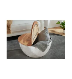 Stolik Kawowy Storage Orient 60 Cm srebrny Z Blatem drewna akacji