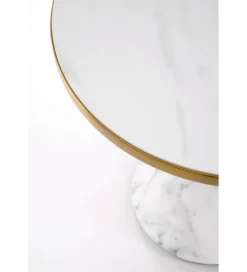 Stolik kawowy TALBI 50 cm w optyce białego marmuru