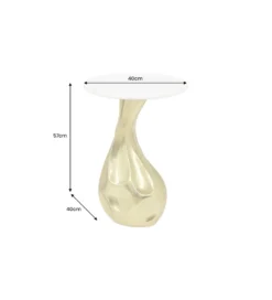 Stolik kawowy TEAR 60 cm złoty biały marmur