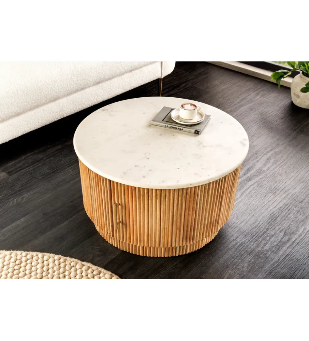 Stolik kawowy TRES CHIC 60 cm drewno mango naturalny