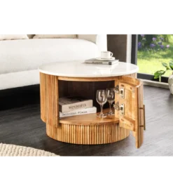 Stolik kawowy TRES CHIC 60 cm drewno mango naturalny
