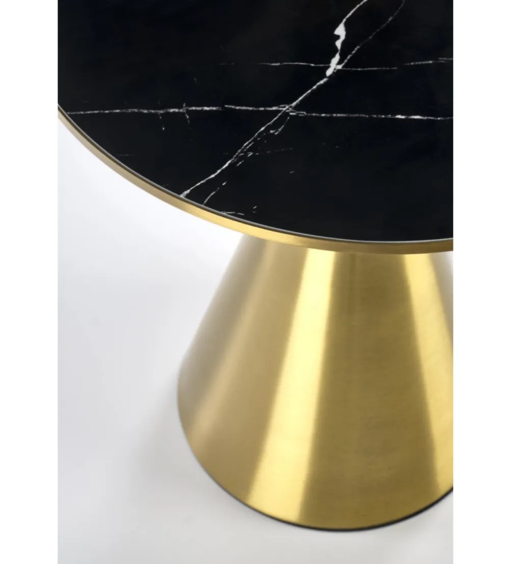 Stolik kawowy TRIBECA 50 cm ceramika w optyce czarnego marmuru