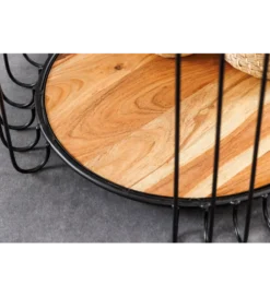 Stolik kawowy TRUE ELEMENTS 46 cm  drewno akacjowe czarny naturalny