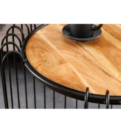 Stolik kawowy TRUE ELEMENTS 46 cm  drewno akacjowe czarny naturalny