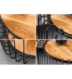 Stolik kawowy TRUE ELEMENTS 46 cm  drewno akacjowe czarny naturalny