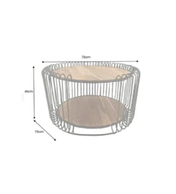 Stolik kawowy TRUE ELEMENTS 70 cm  drewno akacjowe czarny naturalny