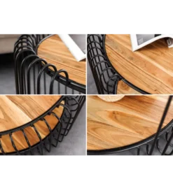 Stolik kawowy TRUE ELEMENTS 70 cm  drewno akacjowe czarny naturalny
