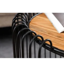 Stolik kawowy TRUE ELEMENTS 70 cm  drewno akacjowe czarny naturalny
