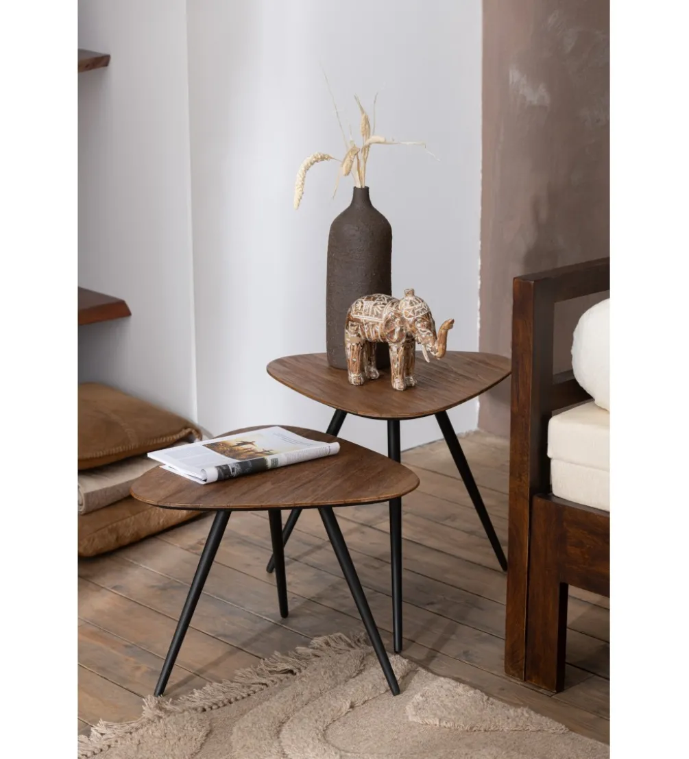 Stolik kawowy UDINE set 2 drewno teak
