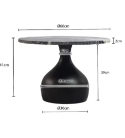 Stolik kawowy URANAKI 60 cm blat marmur