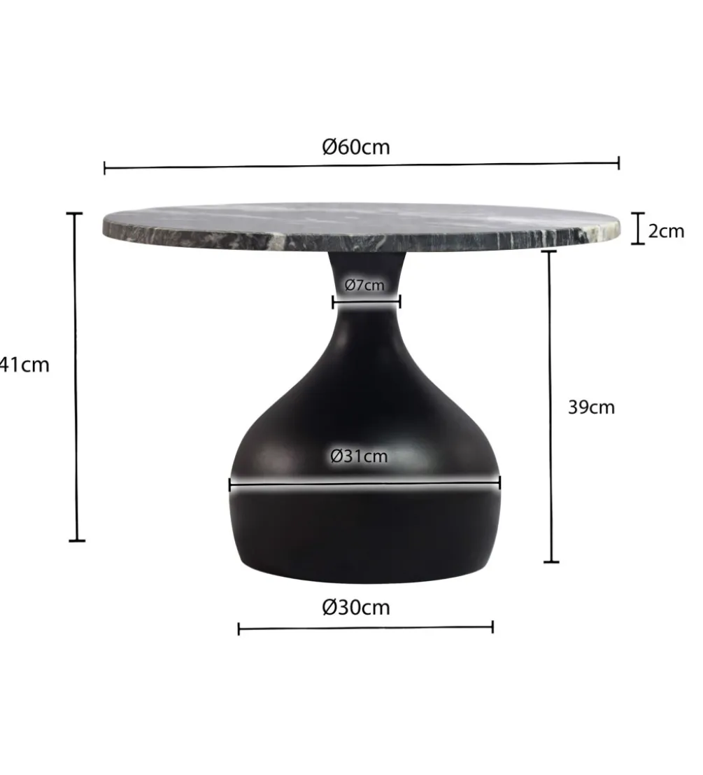 Stolik kawowy URANAKI 60 cm blat marmur