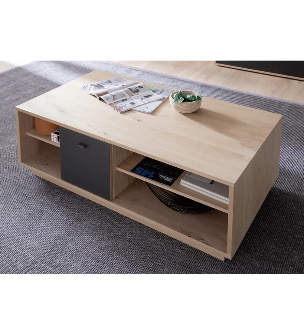 Stolik kawowy VALENCIA 115 cm antracytowo naturalny