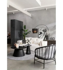 Stolik kawowy VINCENT 40 cm drewno mango czarny