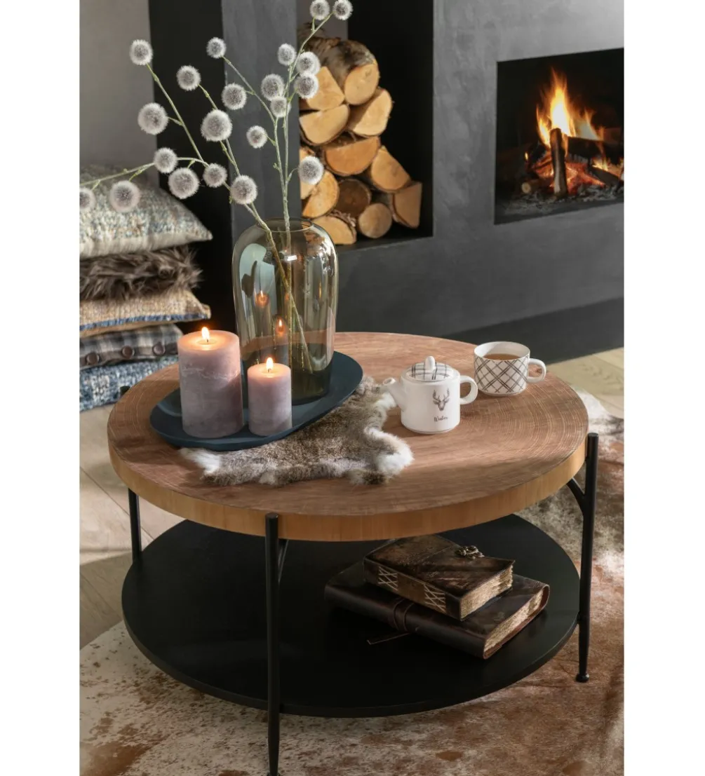 Stolik kawowy VONI 80 cm w optyce drewna