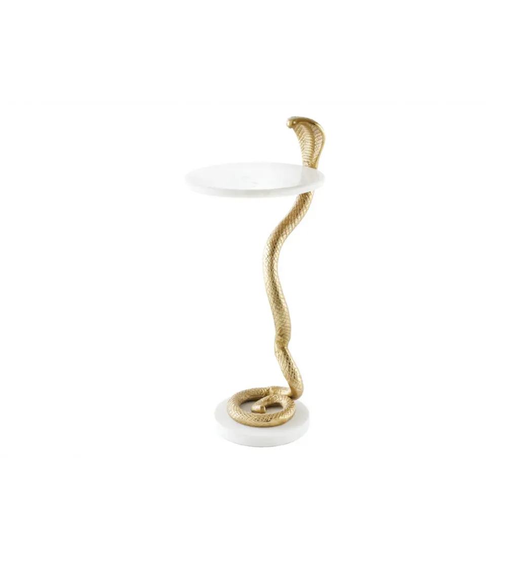 Stolik kawowy WILDLIFE COBRA 60 cm złoty biały marmur