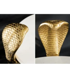Stolik kawowy WILDLIFE COBRA 60 cm złoty biały marmur