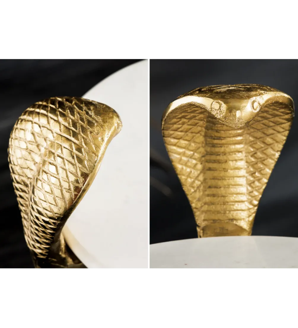 Stolik kawowy WILDLIFE COBRA 60 cm złoty biały marmur