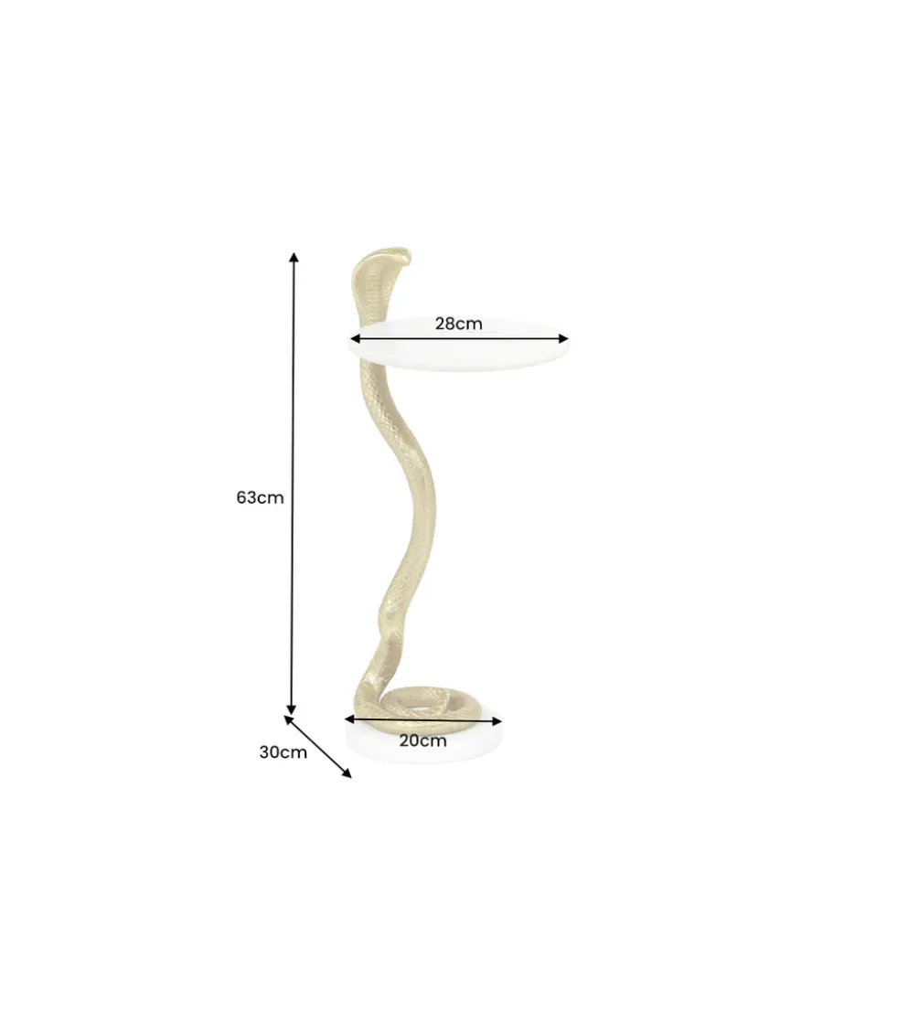 Stolik kawowy WILDLIFE COBRA 60 cm złoty biały marmur