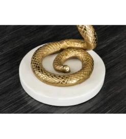 Stolik kawowy WILDLIFE COBRA 60 cm złoty biały marmur