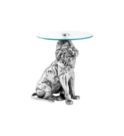 Stolik kawowy WILDLIFE LION 60 cm antyczne srebro