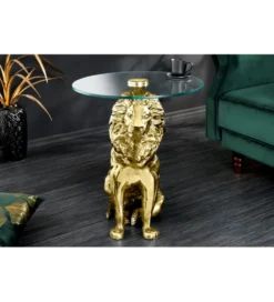 Stolik kawowy WILDLIFE LION 60 cm antyczne złoto