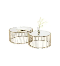 Stolik kawowy Wire Brass set 2 złoty