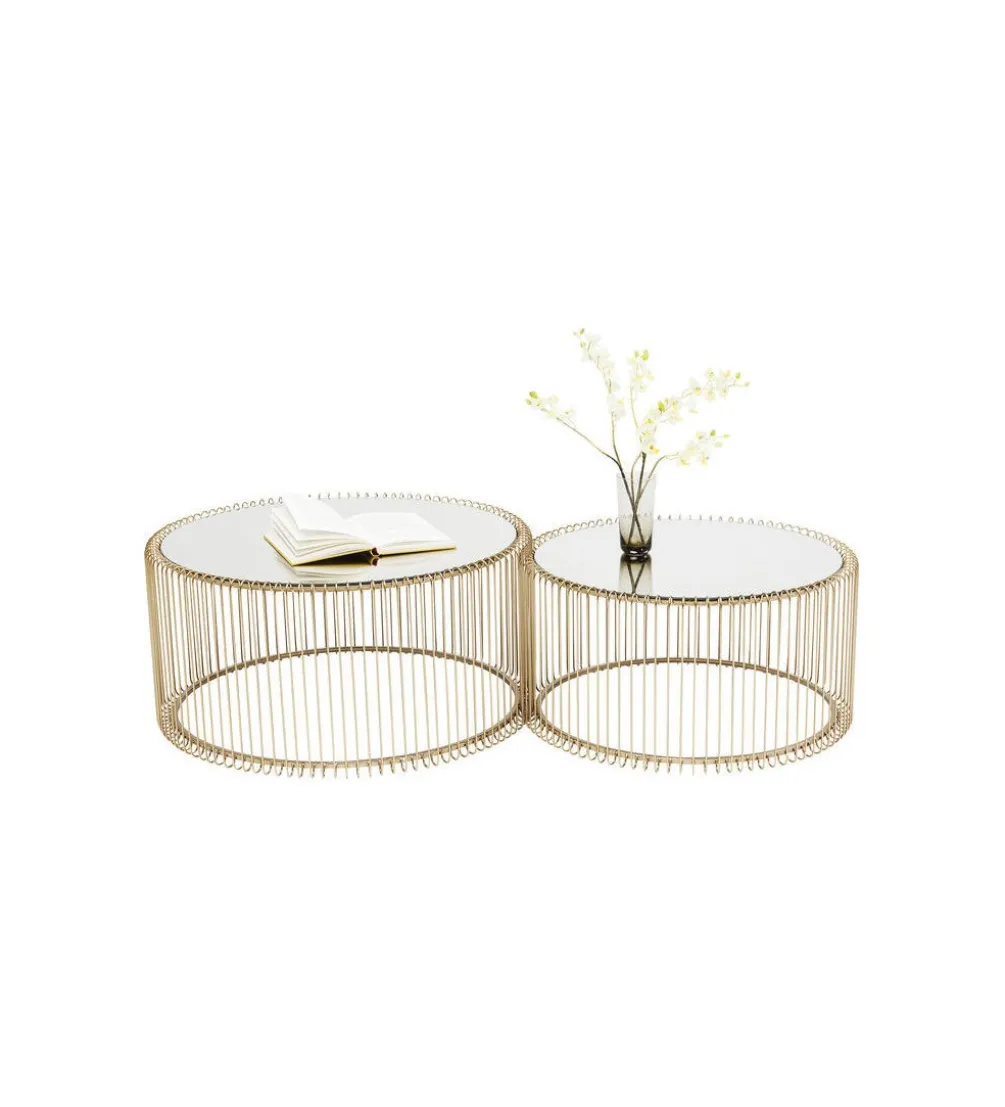 Stolik kawowy Wire Brass set 2 złoty