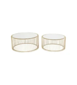 Stolik kawowy Wire Brass set 2 złoty