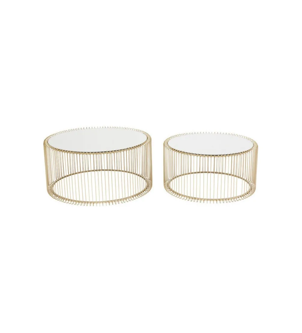 Stolik kawowy Wire Brass set 2 złoty