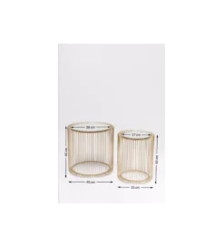 Stolik kawowy Wire set Brass zestaw 2 złoty