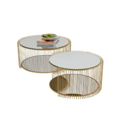 Stolik kawowy WIRE set 2 złoty