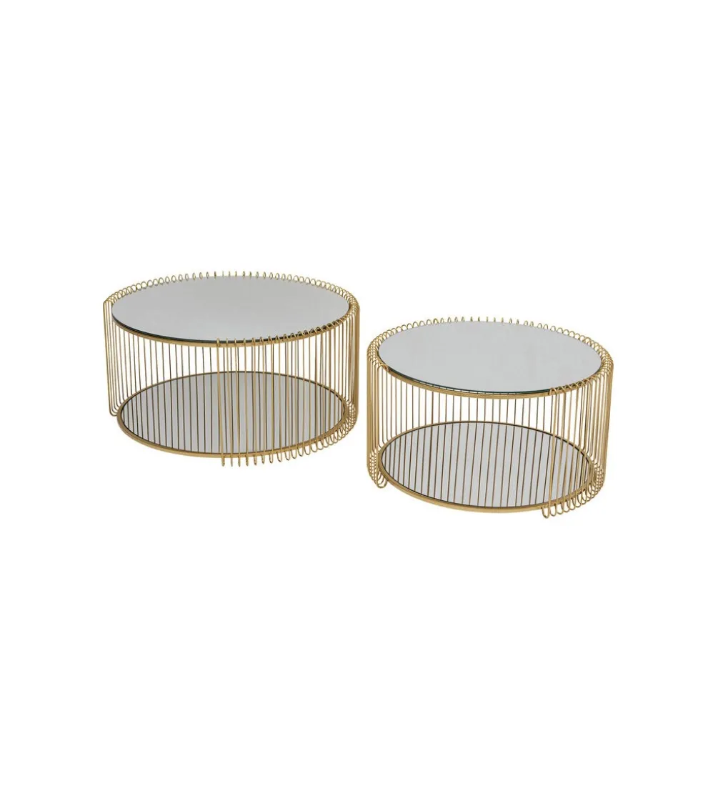 Stolik kawowy WIRE set 2 złoty