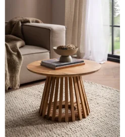 Stolik kawowy WOHNLING 60 cm drewno akacja naturalny