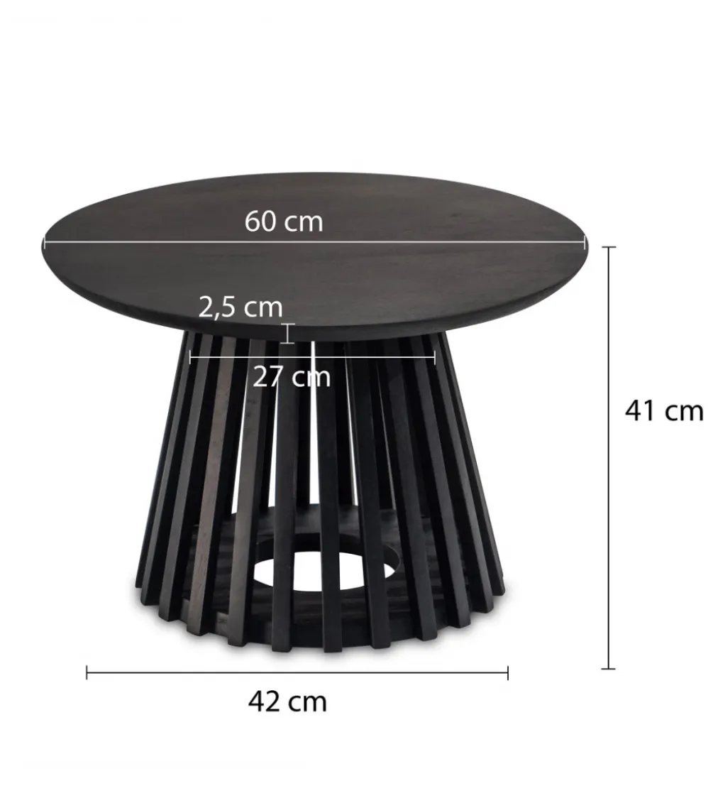 Stolik kawowy WOHNLING 60 cm drewno mango czarny