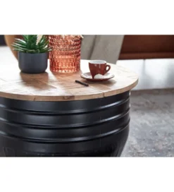 Stolik kawowy WOHNLING 60 cm drewno mango naturalny czarny