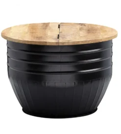 Stolik kawowy WOHNLING 60 cm drewno mango naturalny czarny