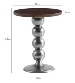 Stolik kawowy WOHNLING 50 cm drewno mango srebrny