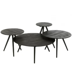 Stolik kawowy ZAMBIA set 4 drewno teak czarny