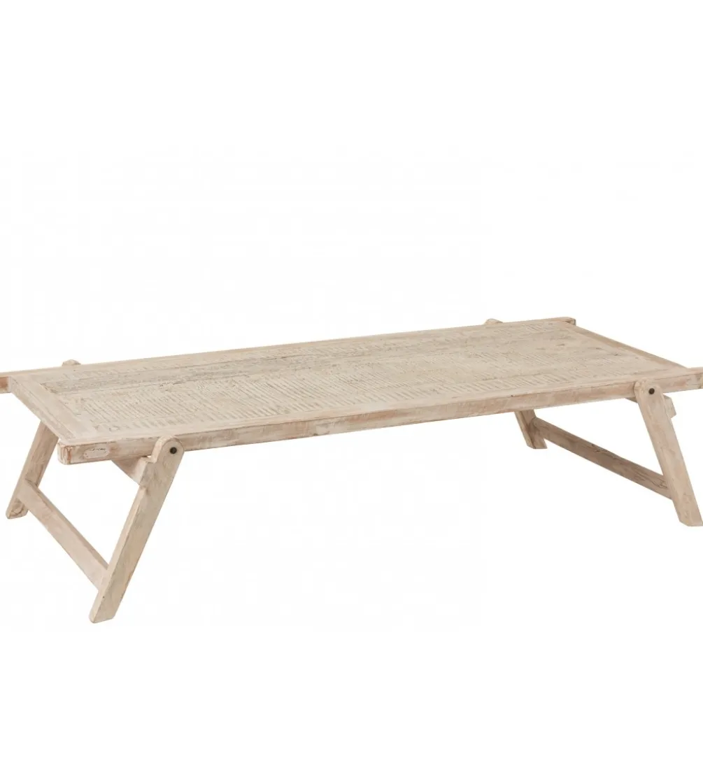 Stolik kawowy z drewna z recyklingu PONTE 180 cm bielony