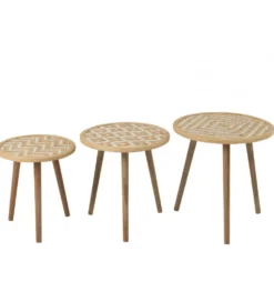 Stolik kawowy ZIGZAK set 3 rattan