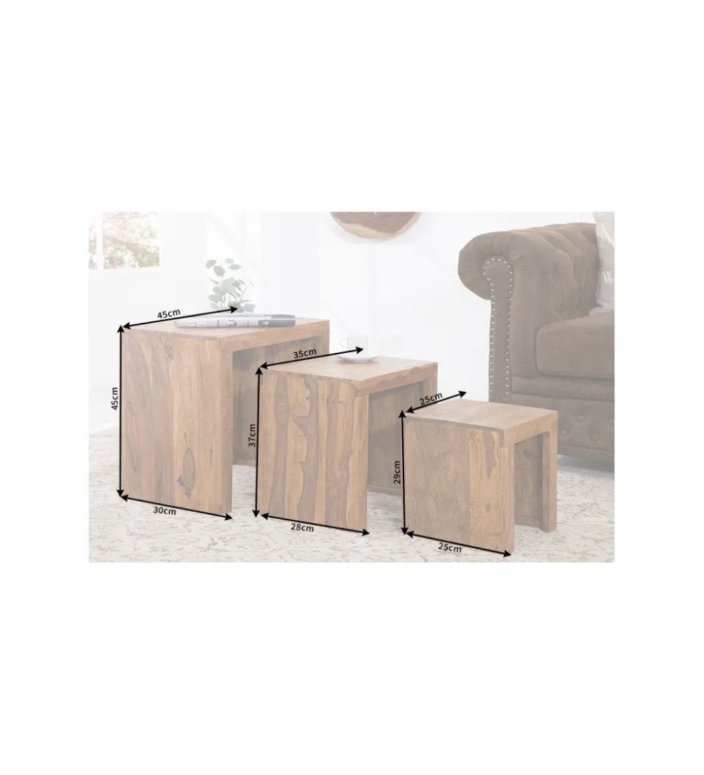 Stolik MADEIRA SET 3 drewno Sheesham
