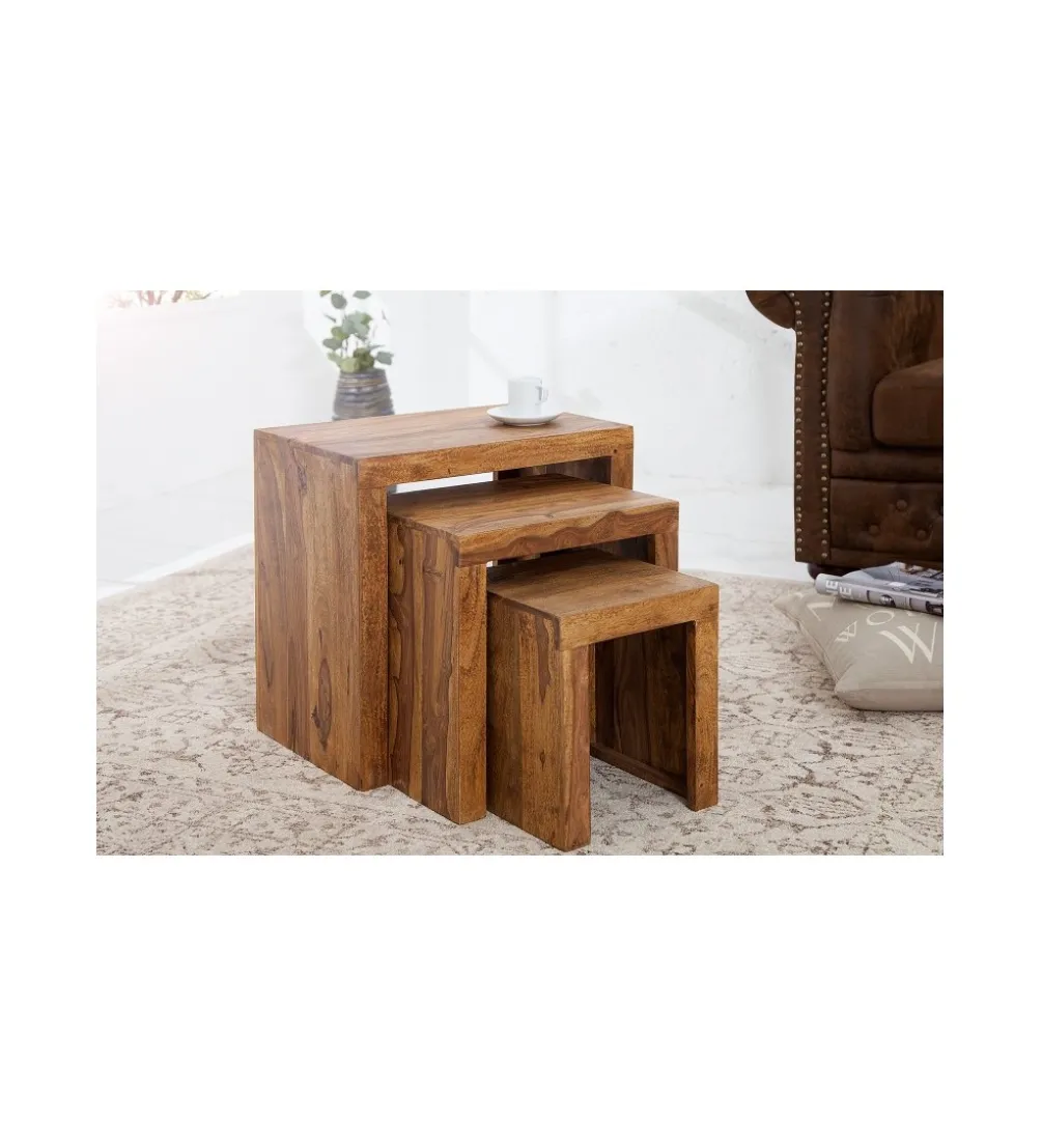 Stolik MADEIRA SET 3 drewno Sheesham