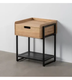Stolik nocny INDUSTRIAL 56 cm naturalny czarny
