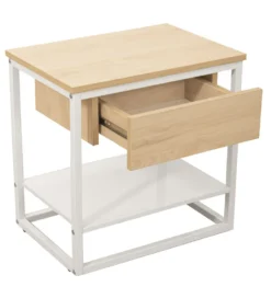 Stolik nocny PRETRUSIA 50 cm naturalny biały