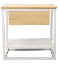 Stolik nocny PRETRUSIA 50 cm naturalny biały