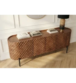 Stolik pod TV ADLON 160 cm drewno mango wzór 3D